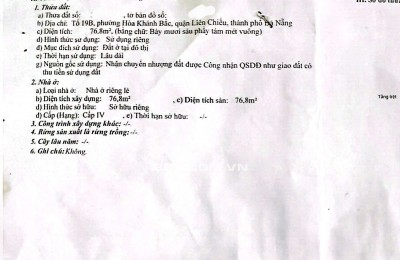 BÁN ĐẤT TẶNG NHÀ C4 K97 NGUYỄN LƯƠNG BẰNG – ĐỐI DIỆN ĐH BÁCH KHOA